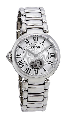 Edox LaPassion Open Heart Stainless Steel Silver Dial Ladies Automatic Watch 85025 - 3M - ARN - WAB - Shipping Dept.