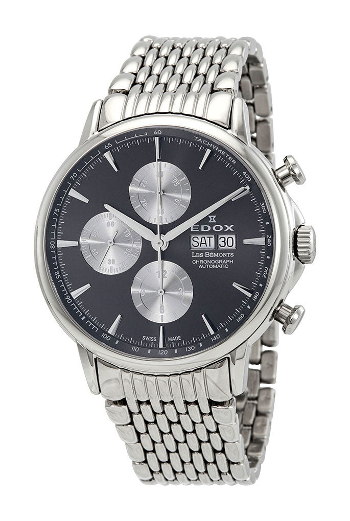 Edox Men's 01120 - 3M - GIN Les Bemonts Silver Stainless Steel Band Analog Watch Swiss Automatic Chronograph and Calendar - WAB - Shipping Dept.