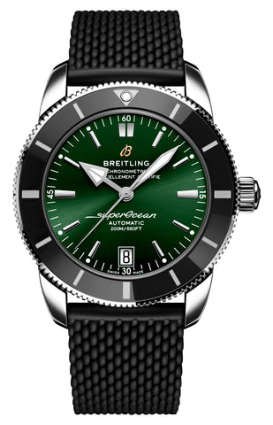 update alt-text with template Watches - Mens-Breitling-AB2010121L1S1-40 - 45 mm, Breitling, compass, COSC, green, mens, menswatches, new arrivals, round, rpSKU_AB2010121B1A1, rpSKU_AB2020121B1A1, rpSKU_AB2030161C1A1, rpSKU_UB2010121B1S1, rpSKU_UB2030121B1A1, rubber, stainless steel case, Superocean Heritage, swiss automatic, uni-directional rotating bezel, watches-Watches & Beyond