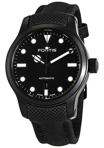 Fortis Shoreliner Lighthouse Automatic Black PVD Black Dial Black Textile Strap Date Divers Mens Watch F4020004 - WAB - Shipping Dept.