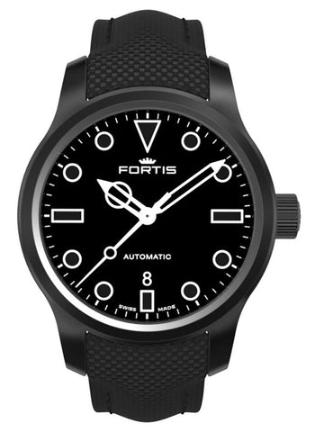 Fortis Shoreliner Vik Beach Automatic Black PVD Black Dial Black Textile Strap Date Divers Mens Watch F4020002 - WAB - Shipping Dept.