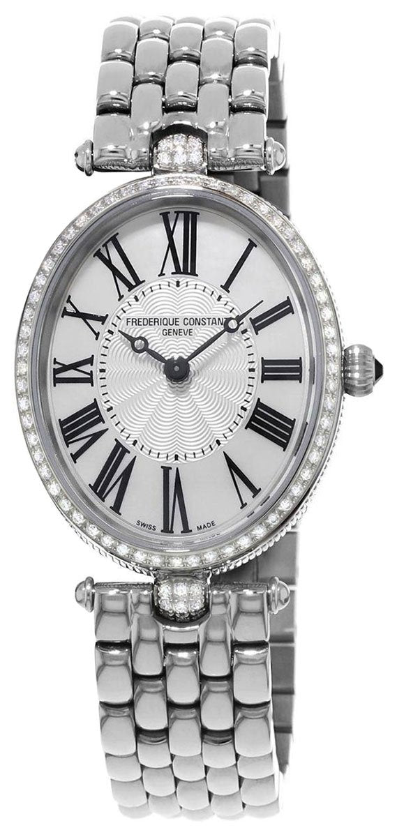 Frederique Constant Classics Art Deco Stainless Steel Oval Case Mother - of - Pearl Dial Diamonds Quartz Womens Watch FC - 200MPW2VD6B - WAB - Shipping Dept.