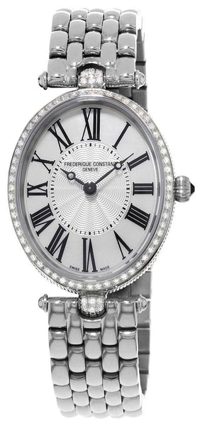 Frederique Constant Classics Art Deco Stainless Steel Oval Case Mother - of - Pearl Dial Diamonds Quartz Womens Watch FC - 200MPW2VD6B - WAB - Shipping Dept.