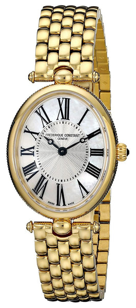 Frederique Constant Classics Art Deco Yellow Gold Plated Stainless Steel Oval Case Mother - of - Pearl Dial Quartz Womens Watch FC - 200MPW2V5B - WAB - Shipping Dept.