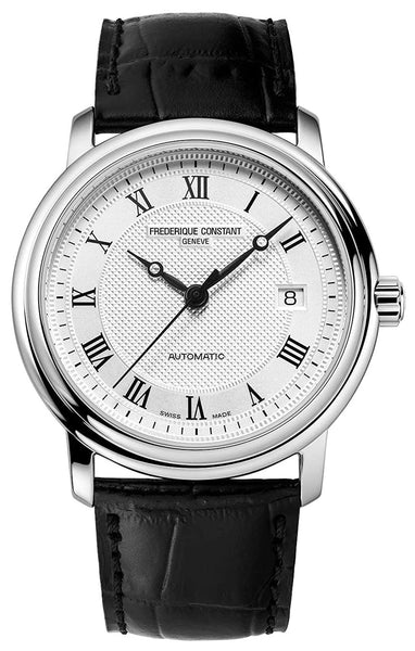 Frederique Constant Classics Automatic Stainless Steel Silver - Tone Dial Black Leather Strap Date Mens Watch FC - 303MC4P6 - WAB - Shipping Dept.