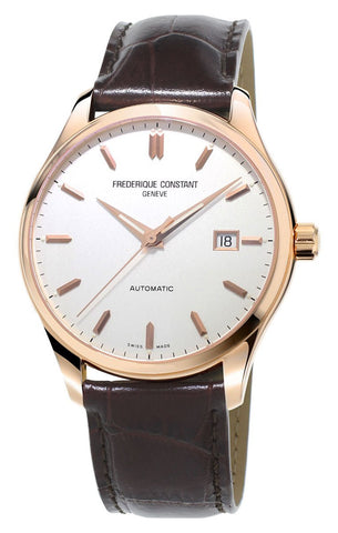 Frederique Constant Classics Index Automatic Rose Gold Tone Steel Silver Dial Brown Leather Strap Mens Watch FC - 303V5B4 - WAB - Shipping Dept.