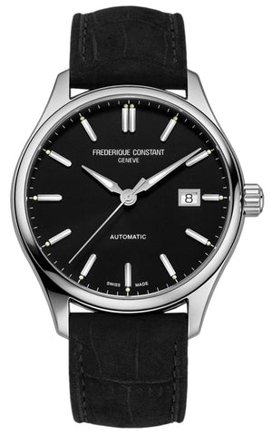 Frederique Constant Classics Index Automatic Stainless Steel Black Dial Black Leather Strap Date Mens Watch FC - 303NB5B6 - WAB - Shipping Dept.