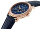 Frederique Constant Classics Index Business Timer Rose Gold Plated Blue Dial Blue Leather Strap Moonphase Day/Date/Week Quartz Mens Watch FC - 270N4P4 - Watches & Beyond