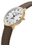Frederique Constant Classics Moonphase Yellow Gold Plated Steel Silver Dial Brown Leather Strap Quartz Unisex Watch FC - 206RS3S5 - Watches & Beyond
