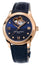 Frederique Constant Double Heart Beat Rose Gold Tone Steel Automatic Diamonds Blue Dial Blue Leather Strap Womens Watch FC - 310NDHB3B4 - WAB - Shipping Dept.