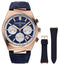 Frederique Constant Highlife Automatic Chronograph Rose Gold Plated Steel Blue Dial Blue Leather Strap Interchangeable Blue Rubber Strap Date Mens Watch FC - 391NS4NH4 - Watches & Beyond