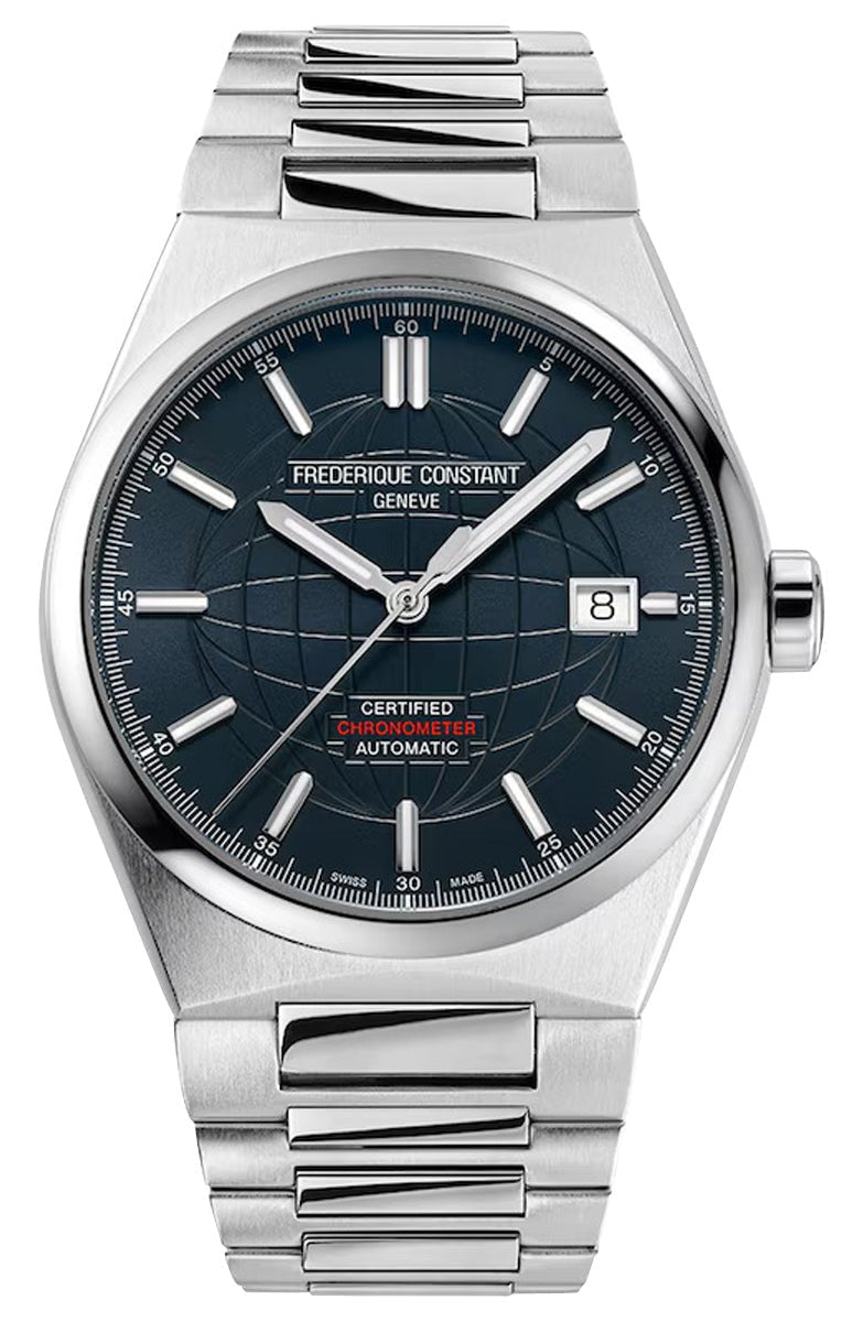 Frederique Constant Highlife COSC Automatic Stainless Steel Blue Dial Interchangeable Blue Rubber Strap Date Unisex Watch FC-303BL3NH6B - Watches & Beyond