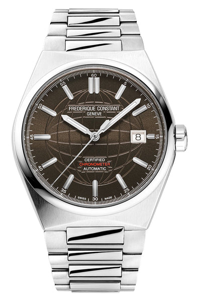 Frederique Constant Highlife COSC Automatic Stainless Steel Brown Dial Interchangeable Brown Rubber Strap Date Mens Watch FC - 303C3NH6B - Watches & Beyond