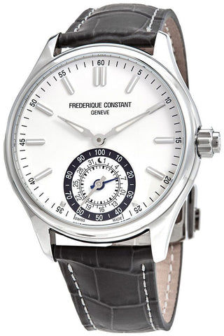 Frederique Constant Horological Smartwatch Stainless Steel White Dial Gray Leather Strap Date Alarm Quartz Mens Smart Watch FC - 285WB5B6 - WAB - Shipping Dept.