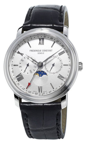 Frederique Constant Persuasion Classics Business Timer Moonphase Day/Date Black Leather Mens Watch FC - 270SW4P6 - WAB - Shipping Dept.