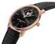 Frederique Constant Slimline Heart Beat Automatic Rose Gold Tone Steel Black Dial Black Leather Strap Mens Watch FC - 312B4S4 - WAB - Shipping Dept.