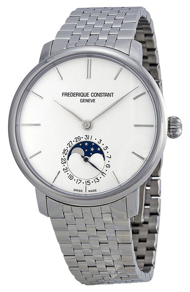 Frederique Constant Slimline Moonphase Automatic Stainless Steel Silver Dial Date Mens Watch FC - 705S4S6B - WAB - Shipping Dept.