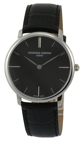 Frederique Constant Slimline Stainless Steel Mens Strap Watch Black Dial FC - 200G5S36 - WAB - Shipping Dept.