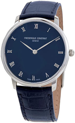 Frederique Constant Slimline Stainless Steel Mens Strap Watch Navy Dial FC - 200RN5S36 - WAB - Shipping Dept.