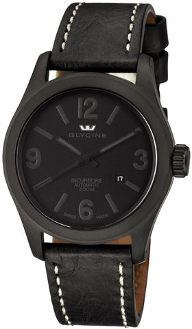 Glycine Incursore Automatic PVD Coated Stainless Steel Mens Strap Watch Black Dial Calendar 3874.999 - WAB - Shipping Dept.