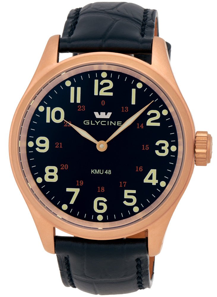 Glycine KMU 48 Kriegs Marine Uhren Rose Gold Plated Steel Mens Watch 3906.29AT LBK7D - WAB - Shipping Dept.