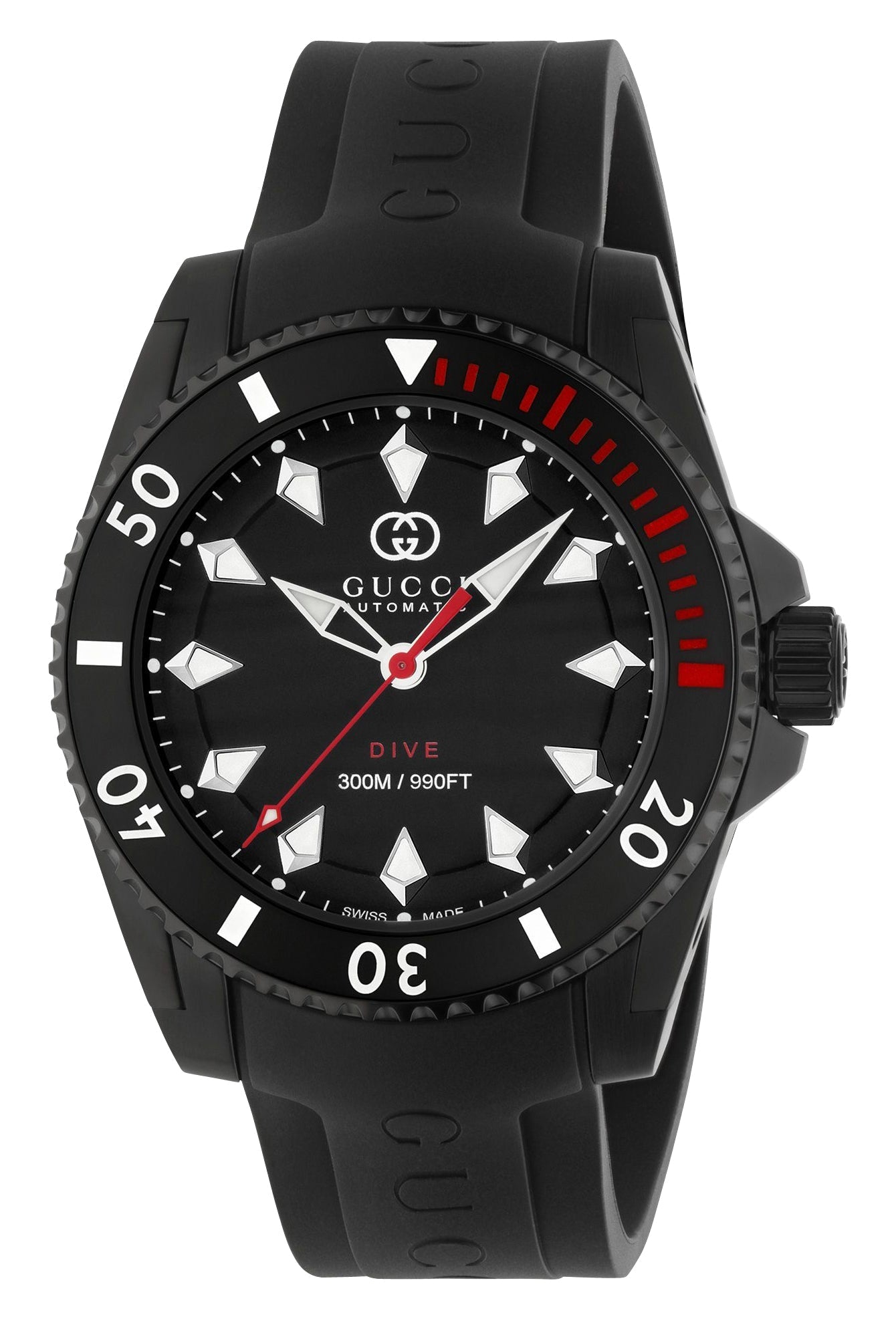 Gucci Dive Automatic Black PVD Black Dial Black Rubber Strap Divers Mens Watch YA136361 - Watches & Beyond