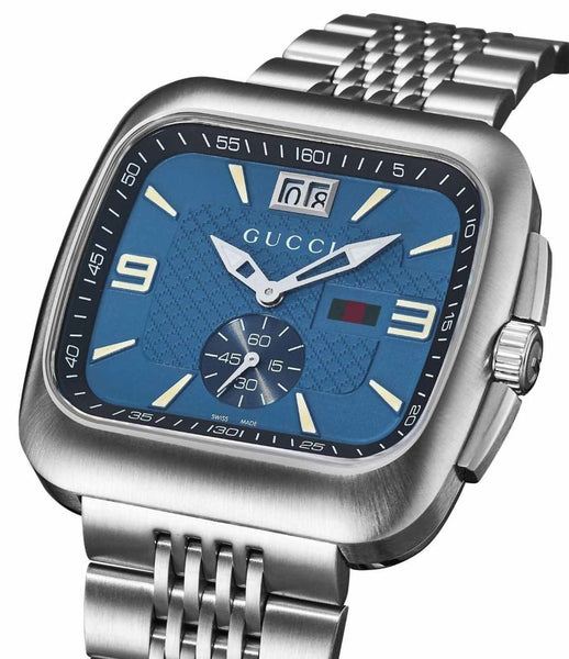Gucci G-Coupe Stainless Steel Blue Dial Date Quartz Mens Watch YA13131