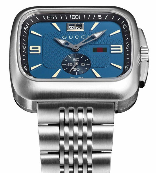 Gucci G-Coupe Stainless Steel Blue Dial Date Quartz Mens Watch YA13131