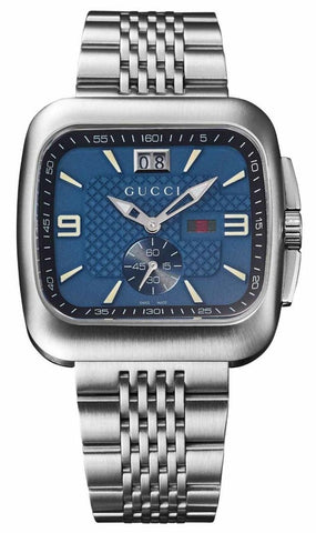 Gucci G - Coupe Stainless Steel Blue Dial Date Quartz Mens Watch YA131318 - WAB - Shipping Dept.