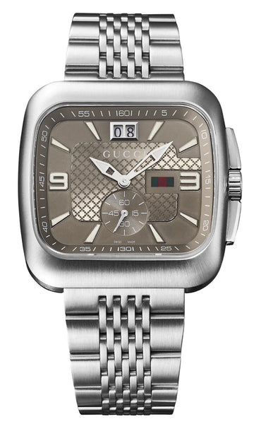 Gucci G - Coupe Stainless Steel Taupe Dial Date Quartz Mens Watch YA131301 - Watches & Beyond