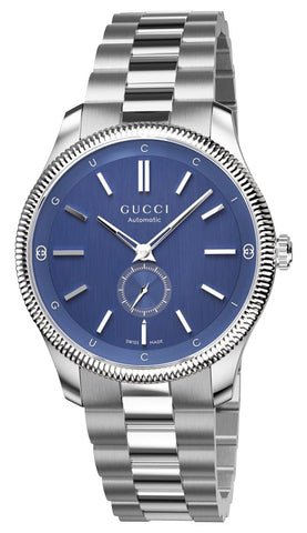 Gucci G - Timeless Automatic Stainless Steel Blue Dial Mens Watch YA126389 - Watches & Beyond