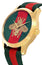 Gucci G - Timeless Le Marche Des Merveilles Yellow Gold PVD Green/Red Dial Green/Red Nylon Strap Quartz Unisex Watch YA126487B - Watches & Beyond