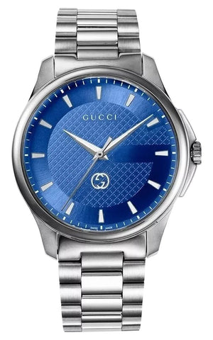 Gucci G - Timeless Stainless Steel Blue Dial Quartz Mens Watch YA126371 - Watches & Beyond