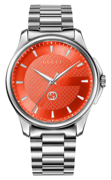 Gucci G - Timeless Stainless Steel Orange Dial Quartz Mens Watch YA126370 - WAB - Shipping Dept.