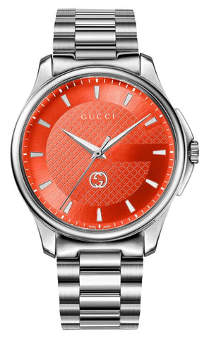 Gucci G - Timeless Stainless Steel Orange Dial Quartz Mens Watch YA126370 - WAB - Shipping Dept.