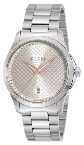 Gucci G - Timeless Stainless Steel Silver Dial Date Quartz Mens Watch YA1264052 - WAB - Shipping Dept.