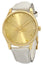 Gucci G - Timeless Yellow Gold PVD Gold Dial White Leather Strap Quartz Womens Watch YA1264180 - WAB - Shipping Dept.