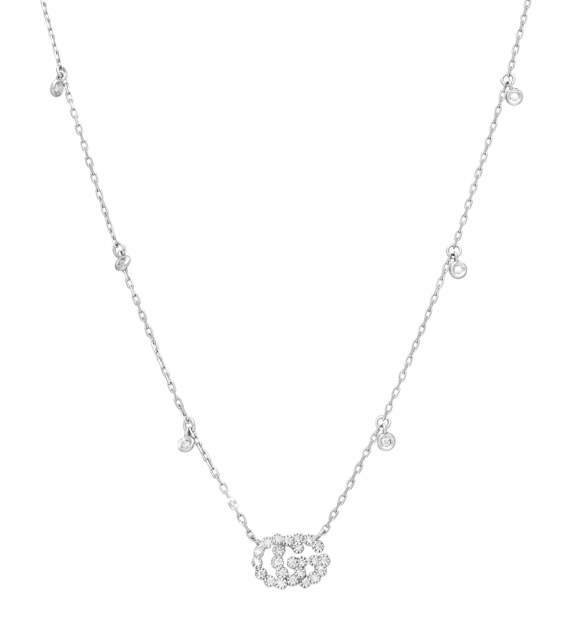 Gucci GG Running 18K White Gold Diamond Pendant Necklace YBB48162400200U - Watches & Beyond
