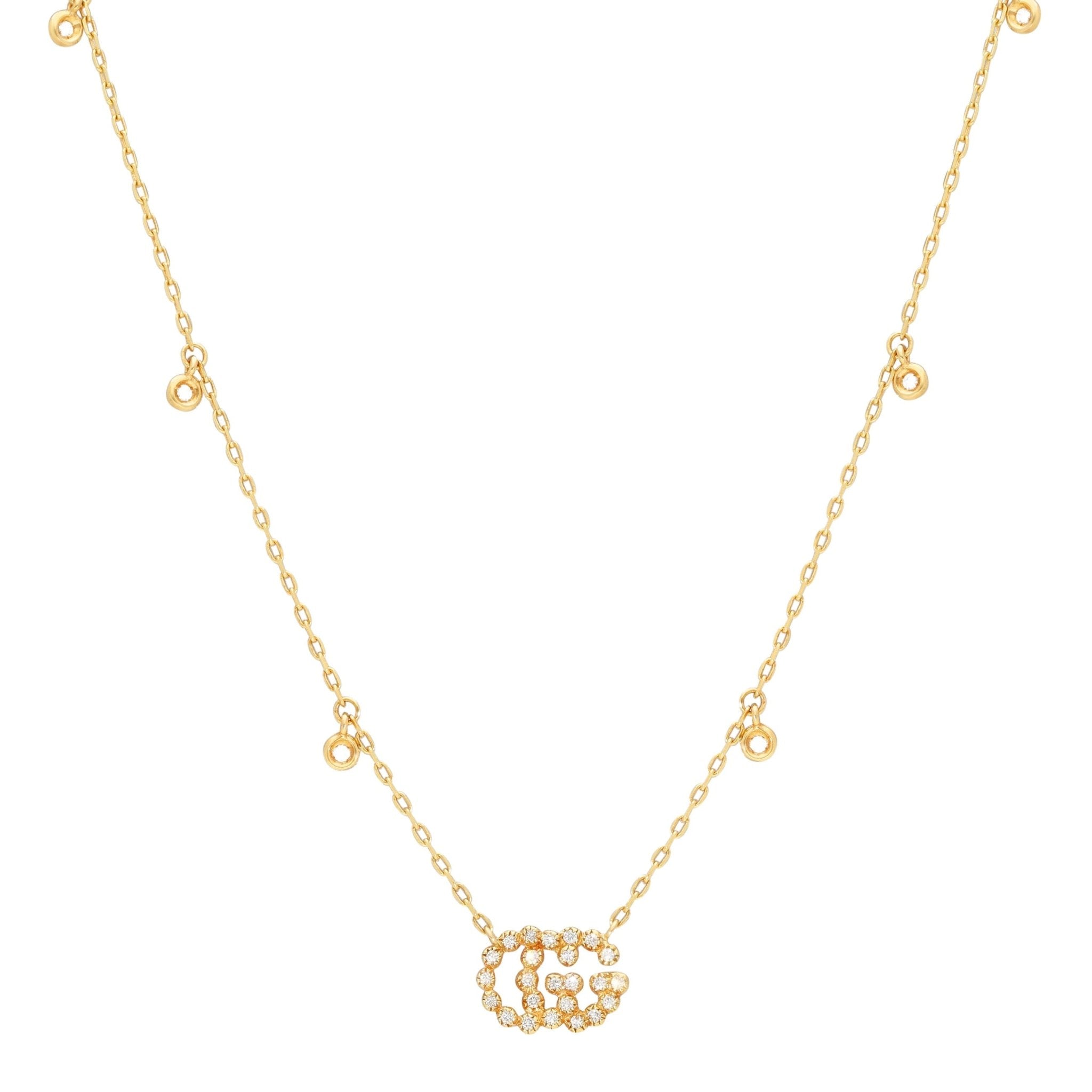 Gucci GG Running 18K Yellow Gold Diamond Pendant Necklace YBB48162400100U - Watches & Beyond