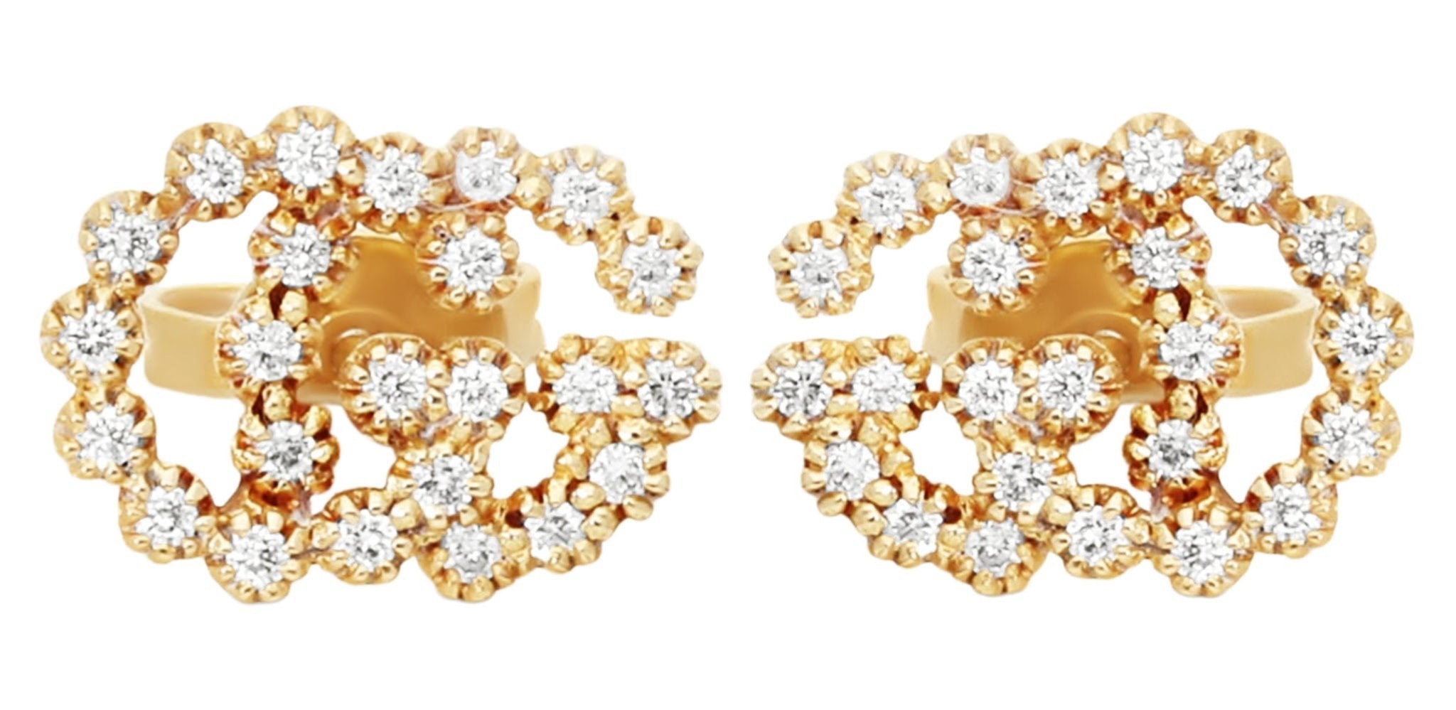 Gucci GG Running 18K Yellow Gold Stud Earrings with Diamond G's YBD48167600100U - Watches & Beyond