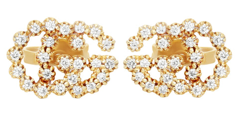 Gucci GG Running 18K Yellow Gold Stud Earrings with Diamond G's YBD48167600100U - Watches & Beyond