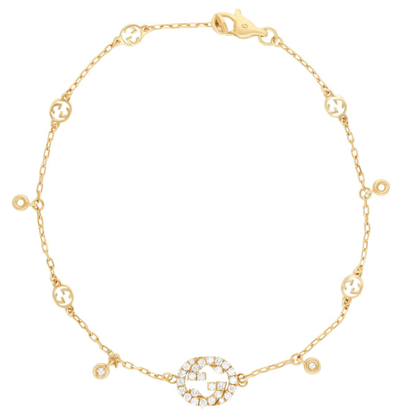 Gucci Interlocking G 18K Yellow Gold Diamond Bracelet YBA729403002016 - Watches & Beyond