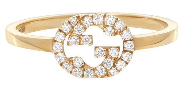 Gucci Interlocking G 18K Yellow Gold Ring with Diamonds Size 6 YBC729412002012 - Watches & Beyond