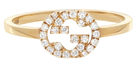 Gucci Interlocking G 18K Yellow Gold Ring with Diamonds Size 6 YBC729412002012 - Watches & Beyond