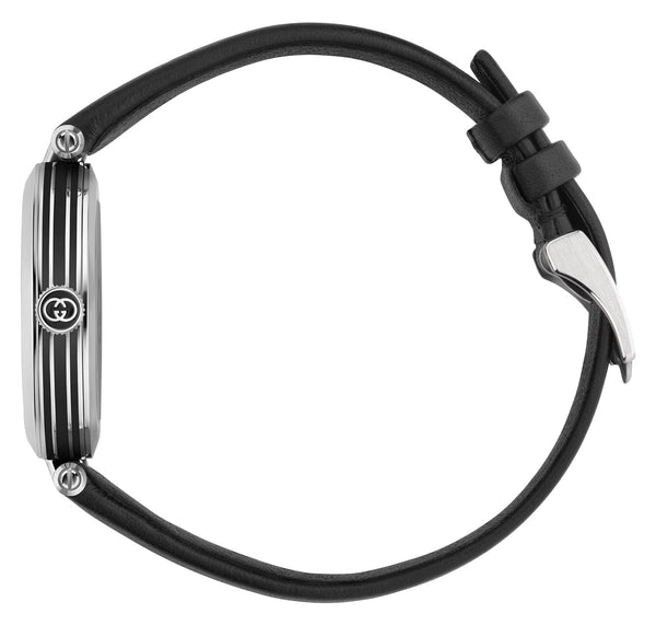 Gucci Model 2000 Stainless Steel Black Dial Black Leather Strap Quartz