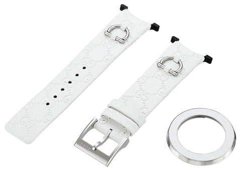 Gucci U - Play Kit 129 Medium White Leather Watch Strap and Matching White Steel Bezel YFA50005 - WAB - Shipping Dept.