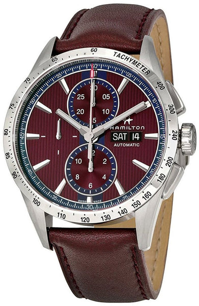 Hamilton Broadway Automatic Chronograph Day of Week Date Burgundy Men’s Strap Watch H43516871 - WAB - Shipping Dept.