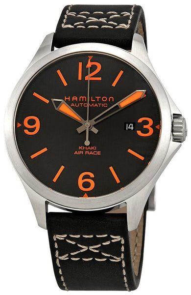 Hamilton Khaki Aviation Air Race Automatic Black and Orange Dial Date Black Leather Men’s Strap Watch H76535731 - WAB - Shipping Dept.