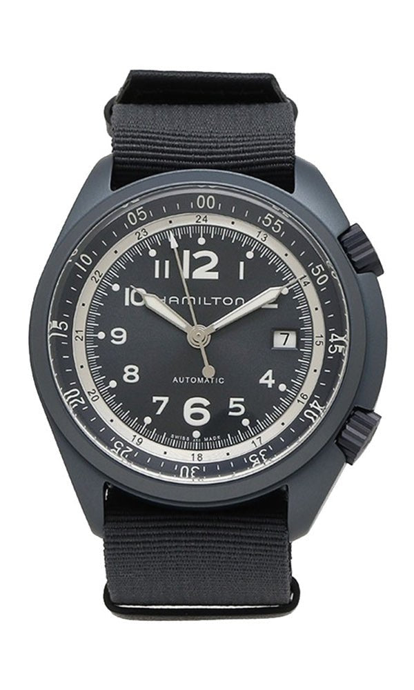 Hamilton Khaki Aviation Pilot Pioneer Automatic Blue Aluminum Canvas Strap Men’s Watch Date H80495845 - WAB - Shipping Dept.