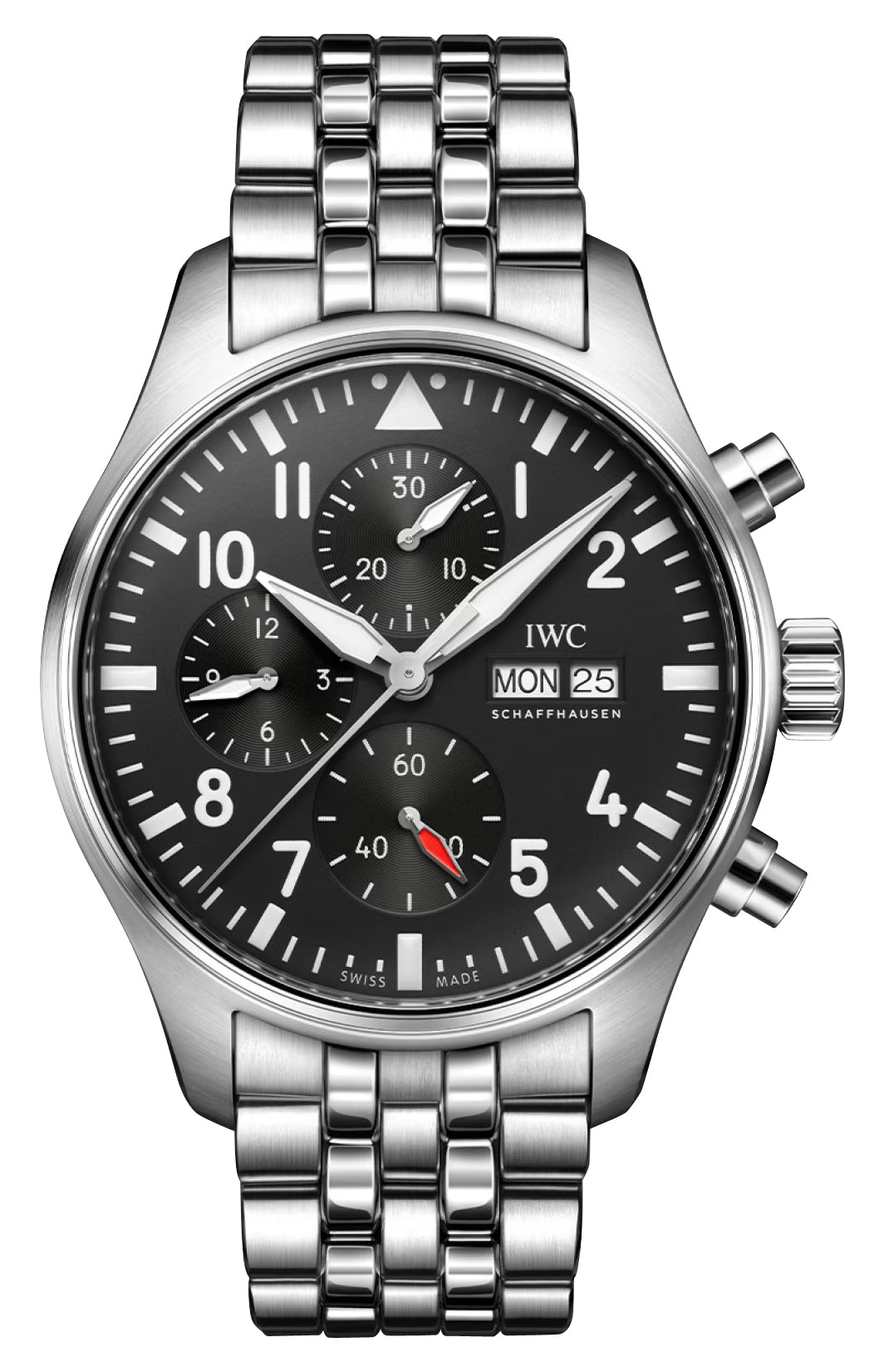 IWC Pilot's Automatic Chronograph Stainless Steel Black Dial Day/Date Mens Watch IW378002 - WAB - Shipping Dept.